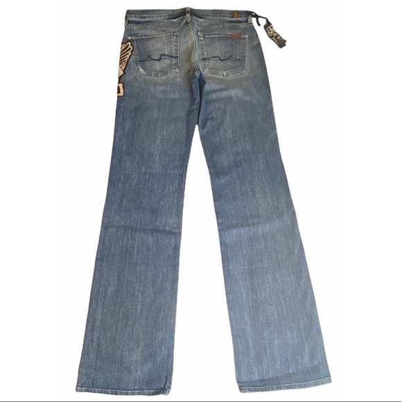 HTF: 7 For All Mankind® x Great China Wall ☻︎ 7 Leather Patch Standard Jeans ☻︎ - Picture 3 of 16